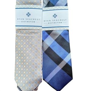Ryan Seacrest Distinction Mens 100%‎ Silk Tie Lot 2 Geometric Plaid corporate